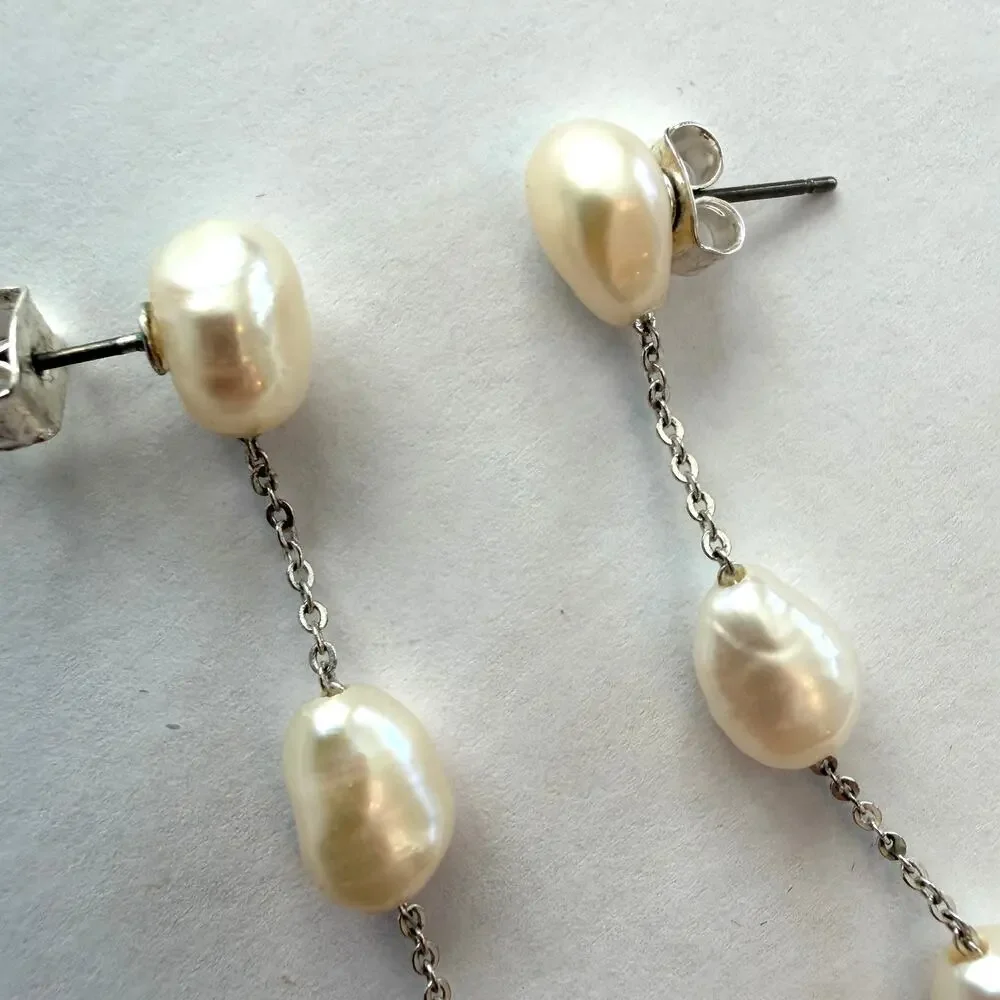 Silver Tone and Pearl 3.5
